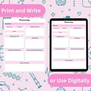 Scheda di studio farmacologico sui farmaci (rosa) / Modello infermieristico semplice / Guida allo studio dei farmaci