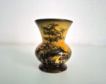 Vintage Schramberg Majolica Vase – Hand-painted – Black Forest Ceramics