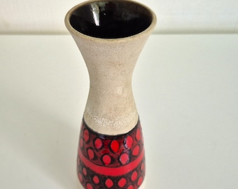 Vintage Mid-Century Ceramic Vase | West Germany Fat Lava Style | Retro Design | 20cm