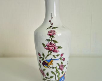 Hand-painted vintage Kaiser porcelain vase | H. v. Schroeder | Floral design with bird | German craftsmanship | 25 cm