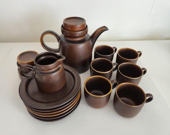 Servizio da caffè vintage Friesland degli anni '70 - Ceracron Marrone - Set per 6 persone - Design di metà secolo