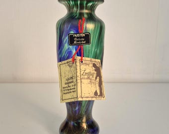 Vintage Austen Glashütte Vase - Handarbeit aus Bodenmais – Irisierendes Glas - mit Original Zertifikat - Bayerischer Wald -  Glaskunst