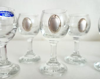 Exclusive crystal glasses with 925 silver plating – set of 6 – Italian craftsmanship, AN 146