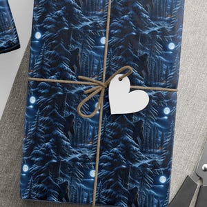 Winter Forest Cryptid Gift Paper, Bigfoot Christmas Wrapping Paper, Sasquatch Holiday Gift Wrap, Woodland Twilight PNG