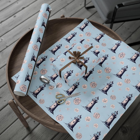 Lighthouse Wrapping Paper: Nautical Ocean Theme, 90gsm Art Paper