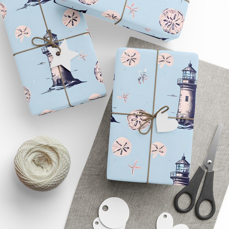 Papier cadeau Lighthouse : thème marin océan, papier d'art 90 g image 2