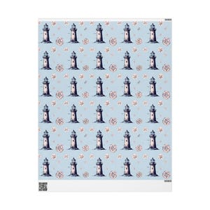 Papier cadeau Lighthouse : thème marin océan, papier d'art 90 g image 3