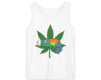 Colorful Chameleon Tank Top: Unisex Summer Festival Wear