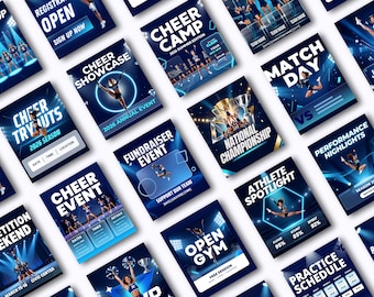 Cheer Social Media Templates Canva Editable Cheerleading Graphics Bundle Sports Marketing Kit Team Game Day Posts Instagram Template