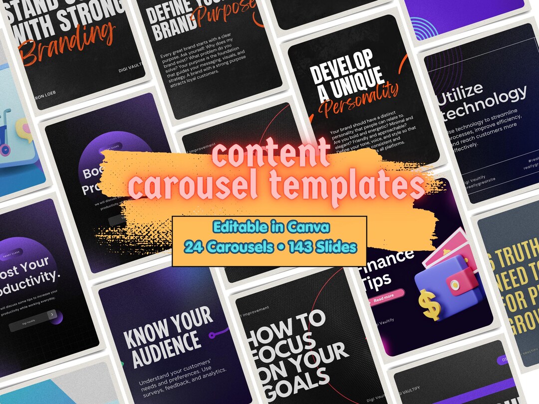 Content Carousel Templates | Canva Editable Instagram Posts | Social ...