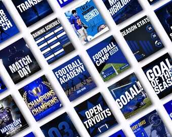 Football Social Media Templates Editable Canva Template Pack Gameday Team Schedule Sports Marketing Graphics Athlete Posts Kit Bundle