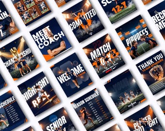 Lacrosse Social Media Templates Editable Best Selling Canva Template Sports Graphics Game Day Team Roster Player Stats Instagram