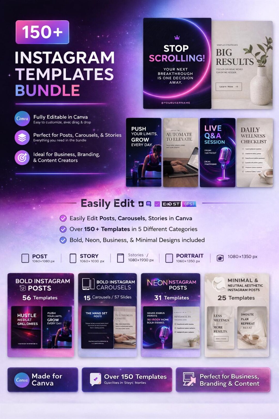 Canva Instagram Templates for Coaches & Brands – Post, Carousel and ...