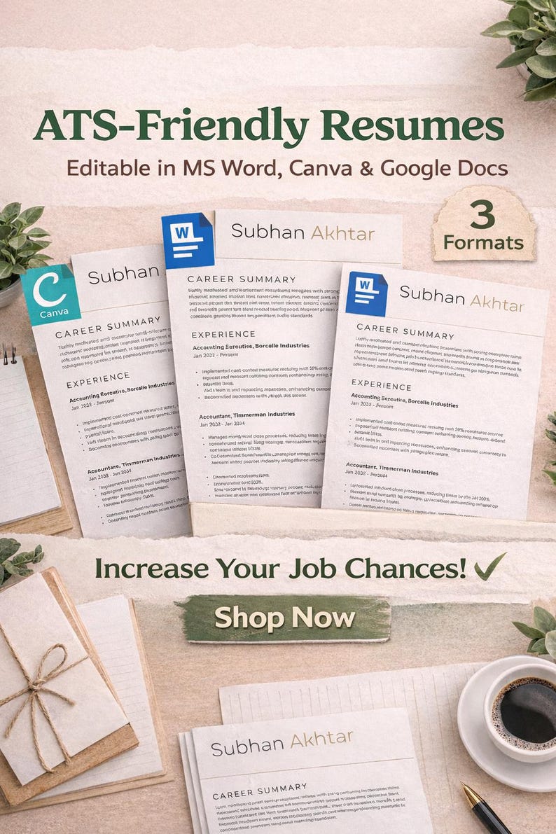 Student Resume Template Canva & Word | ATS Friendly CV for Freshers ...