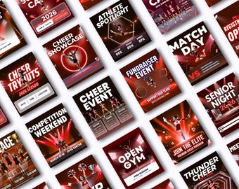 Cheer Social Media Templates Canva Editable Cheerleading Graphics Team Schedule Match Day Tryout Coach Instagram Pack Kit Post