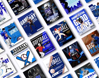 Baseball Social Media Templates Editable Best Selling Canva Template Sports Marketing Instagram Game Day Graphics Team Posts Schedule