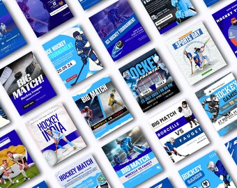 Hockey Social Media Templates Canva Editable Best Selling Template Kit Sports Marketing Instagram Post Game Day Graphics