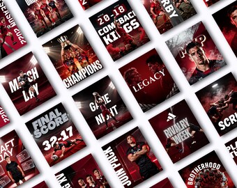 Rugby Social Media Templates Game Day Graphics Canva Template Editable Sports Bundle Athlete Profile Team Schedule Coach Sports Marketing