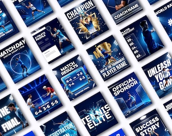 Tennis Social Media Templates Canva Editable Best Selling Template Sports Marketing Team Graphics Game Day Player Stats Schedule Posts