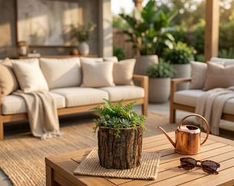 Rustic Wooden Log Flower Pot, Natural Bark Planter, Small Wood Vase for Flowers, Farmhouse Decor, Mini Tree Stump Planter