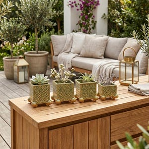 Green Ceramic Bonsai Pot, Embossed Mosaic Planter, Glazed Decorative Plant Pot, Small Footed Flower Pot for Desk Garden Decor