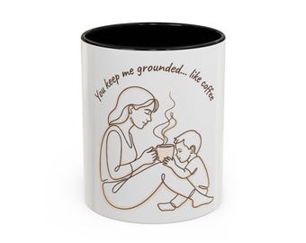 Parent Child Coffee Mug | Grounded Like Coffee, Modern Line Art