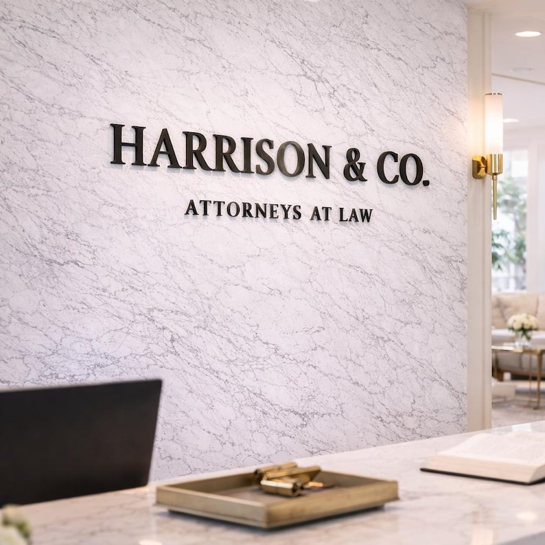 Custom Office Logo Sign, 3D Wooden Wall Letters, Law Firm Sign ...