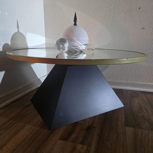 Custom One-of-a-Kind Geometric Mirror Coffee Table (Includes Stone Jar) built myself