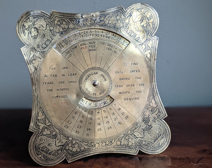 Antique Perpetual 100 Year Calendar 19002000 Indian Brass G.L. Khannah