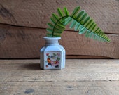 Antique Porcelain Inkwell Ink Pot Dip Pen Hand Painted Flowers