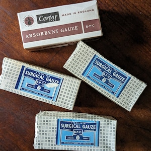 Instant Collection of Vintage Surgical Gauze Props In original Packages