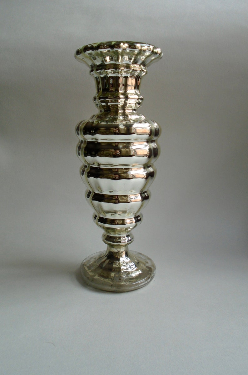 Antique Mercury Glass Vase Silvered Glass Vase Etsy