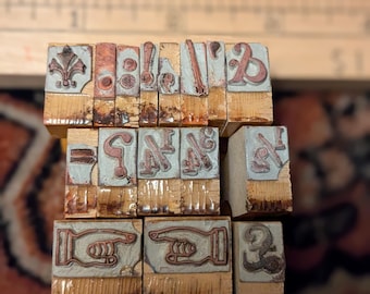 Vintage Printing Blocks Alphabet Capital Letters and Symbols
