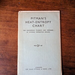 Antikes Pitman's Heat - Entropie-Diagramm für Ingenieurstudenten und Konstrukteure von Verbrennungskraftmaschinen 1946
