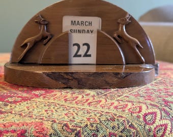 Antique Perpetual Desk Calendar Antelopes