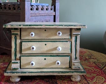 Vintage Scratch Built Miniature Chest of Drawers Painted Drawers