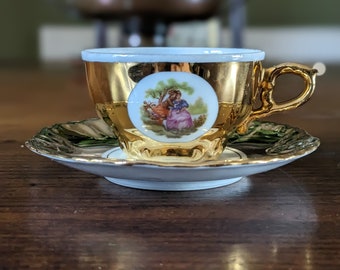 Fragonard Gold Lustre Ware Tea Cup and Saucer
