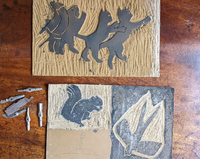 Vintage Lino Cuts and Lino Cutting Blades William Mitchell Blades Etsy