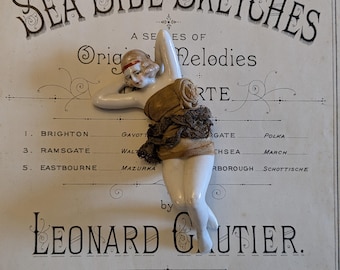 Antique Porcelain Bathing Belle Flapper Girl Bathing
