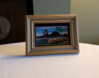 Vintage Miniature Butterfly Wing Picture Rio de Janeiro