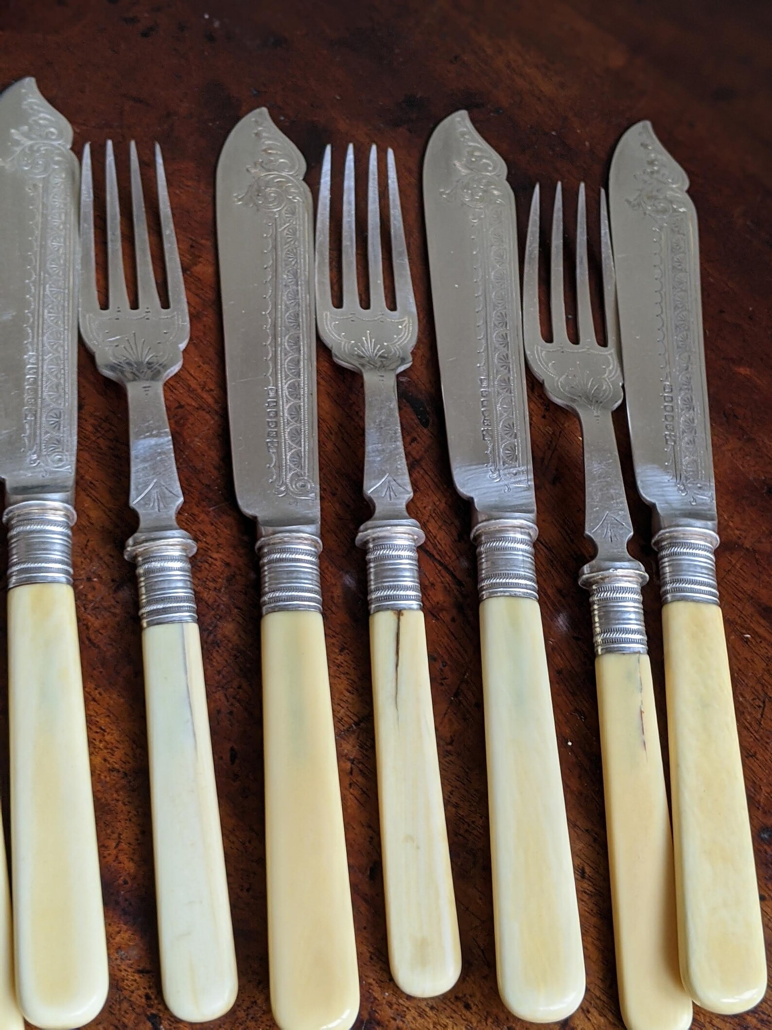 Vintage Edwardian Fish Knives and Forks Cutlery Canteen Tea Etsy UK