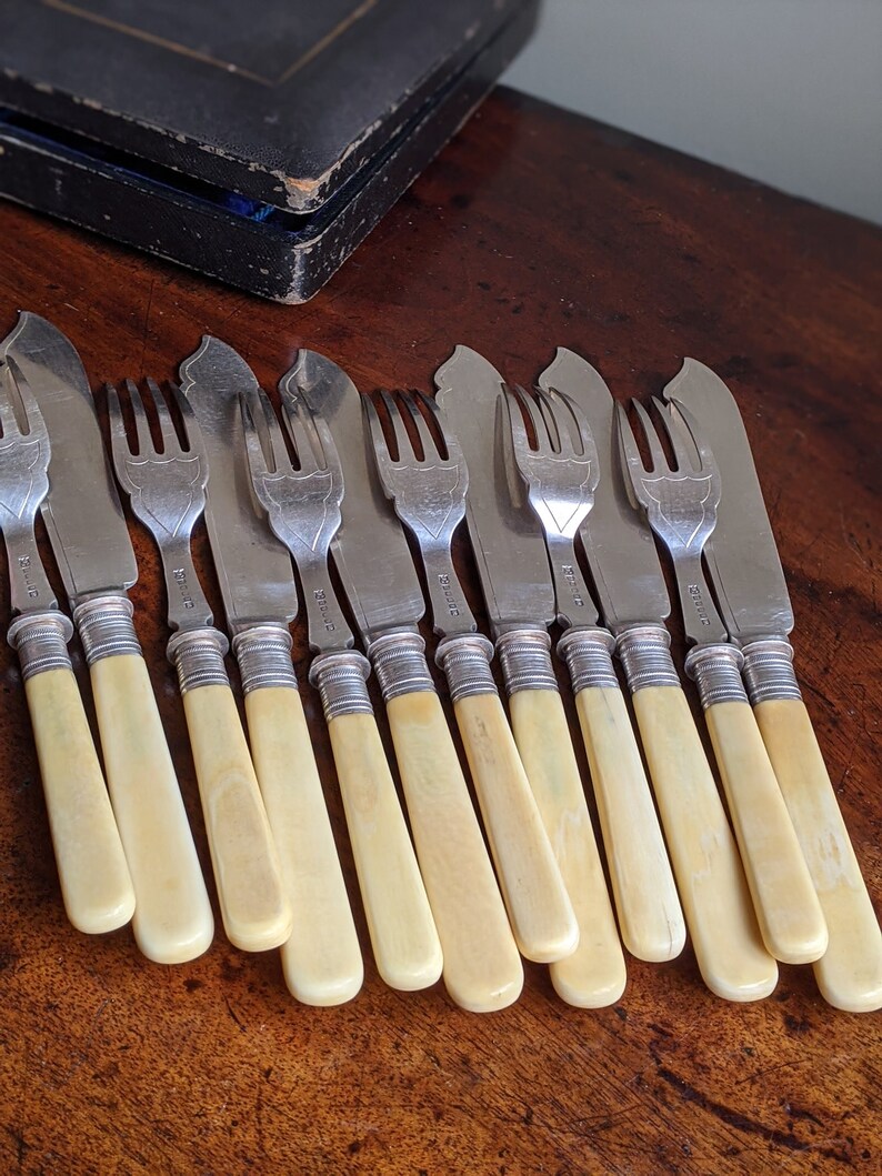 Vintage Edwardian Fish Knives and Forks Cutlery Canteen Tea Etsy UK