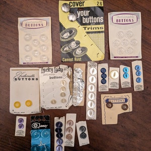 Instant collection of Buttons on Cards Vintage Buttons
