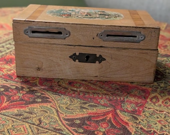 Antique Wooden Money Box Savings Box