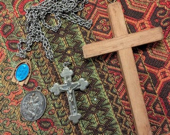 Instant Collection of Religious Items Crucifix, St Christopher, Our Lady Of Walsingham