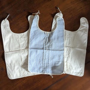 Antique Men&#39;s Assorted Detachable Shirt Bibs Front Pin Stripe  and Plain White Vintage Fashion