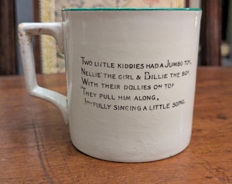 Cute Children's Mug Hot Chocolate Mug Two Little Kiddies Vintage Nursery Decor