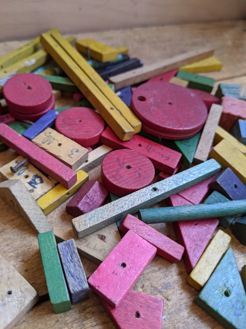 Vintage Wooden Bits and Pieces Construction Set Pieces Etsy