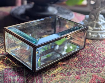 Vintage Brass Ormolu Glass Box