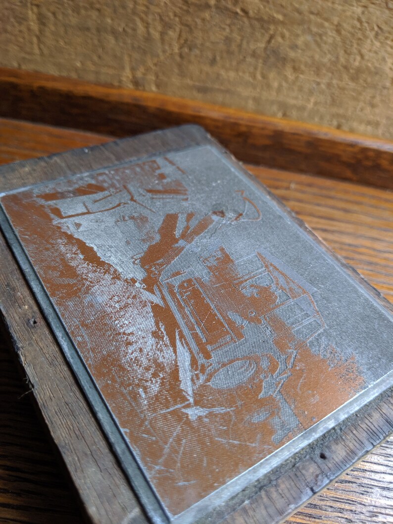 Vintage Copper Plate Etching Printing Block Construction Etsy